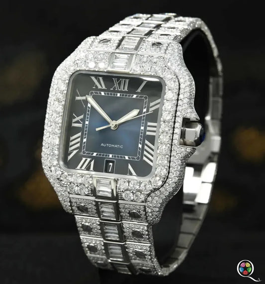 Luxurious Black Dial Studded Diamond Watch